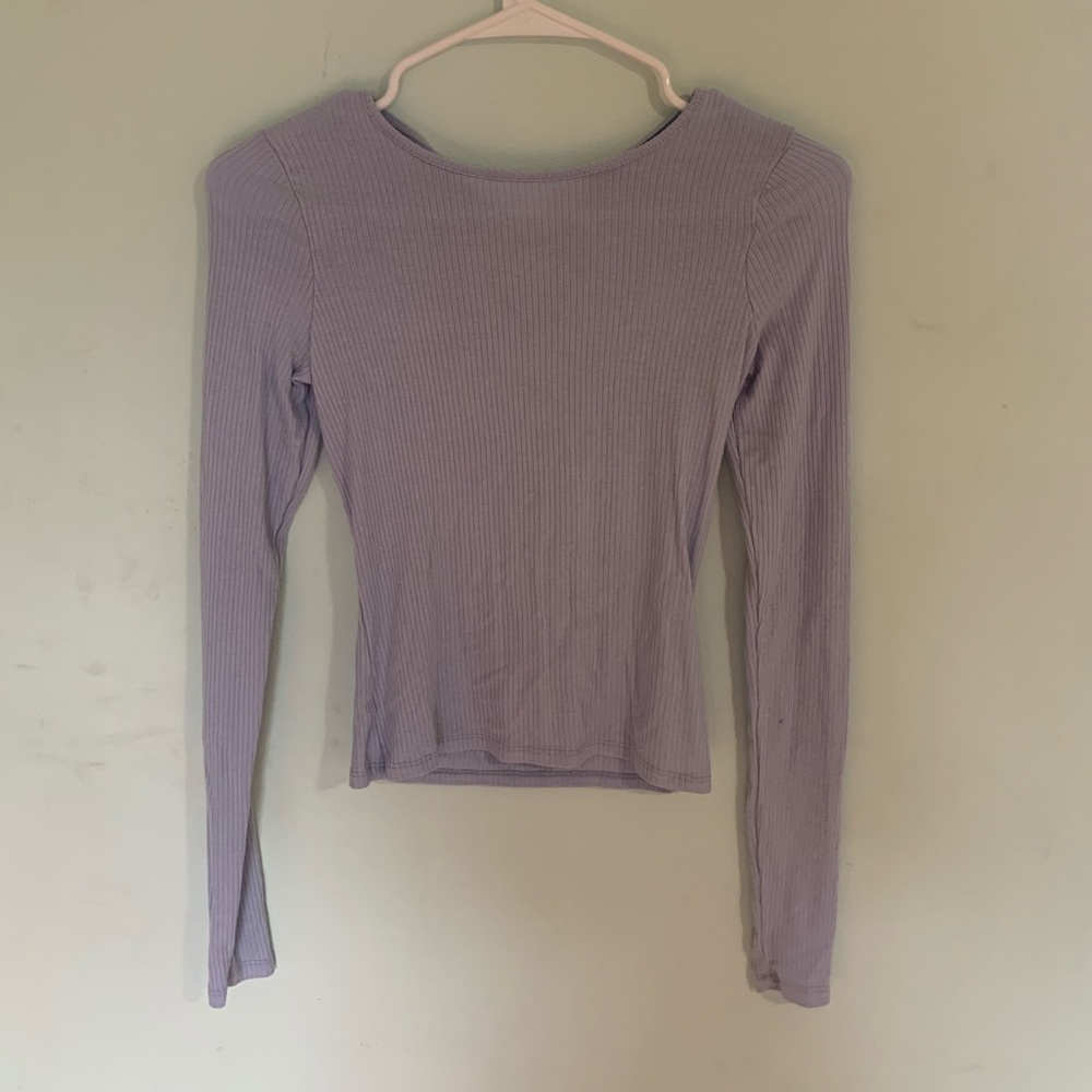 light blue long sleeved/ cross back top